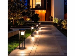 Ledkia Baliza de Pie Exterior Solar LED 2W 40cm Aluminio con Sensor de Movimiento Eneko Negro