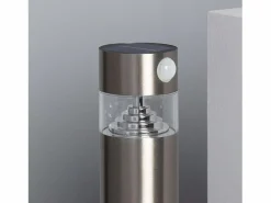 Ledkia Baliza Solar Exterior LED 1.5W Superficie Pie 50cm con Detector de Movimiento Inti Inox 5000K Blanco Frío Plateado Best