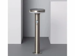 Ledkia Energía Solar|Baliza Solar Exterior LED 6W Superficie Pie 45cm con Detector de Movimiento Helios Inox 3000K Blanco Cálido