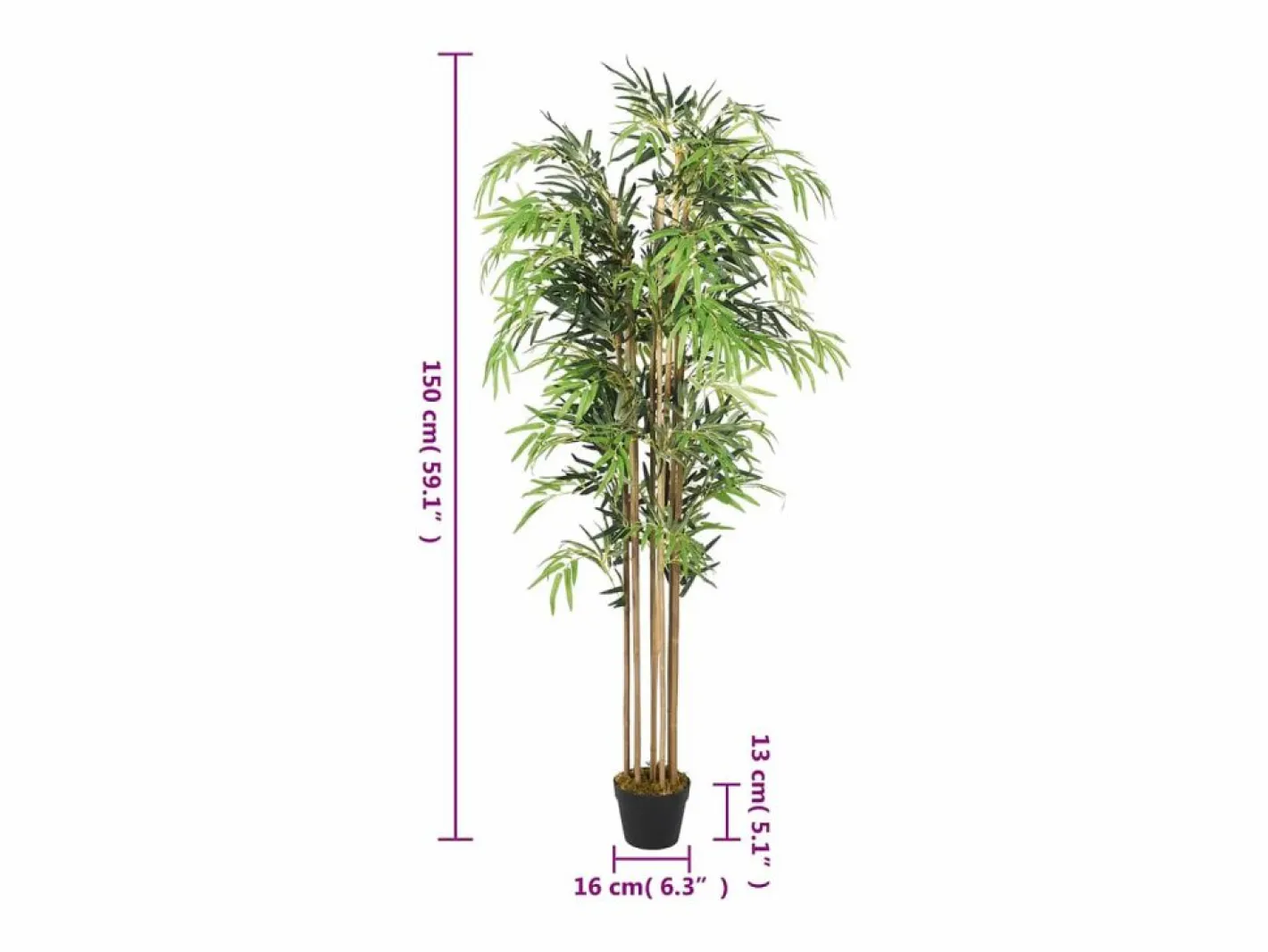 Bambú artificial 1095 hojas 150 cm Verde Clearance