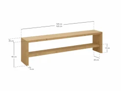 DECOWOOD Banco Y Pie De Cama|Banco Y Pie De Cama|Banco / zapatero de madera maciza de abeto en tono roble oscuro de 145x45cm - TELVA -