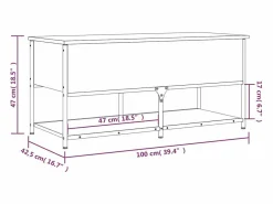 Banco almacenaje madera ingeniería roble ahumado 100x42,5x47 cm^vidaxl Clearance