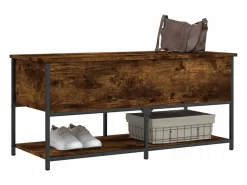 Banco almacenaje madera ingeniería roble ahumado 100x42,5x47 cm^vidaxl Clearance