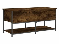 Banco almacenaje madera ingeniería roble ahumado 100x42,5x47 cm^vidaxl Clearance