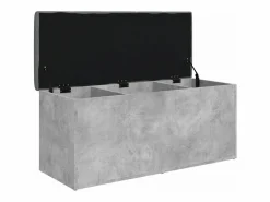 vidaxl Banco almacenaje madera ingeniería hormigón 102x42x45 cm Gris Discount