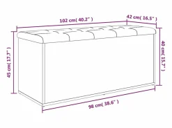 vidaxl Banco almacenaje madera ingeniería hormigón 102x42x45 cm Gris Discount