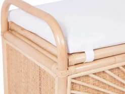 Banco baúl de mimbre trenzado con cojín,An.91 x P. 43 x Al. 51 cm, Natural, SOLEYA^OZAIA Sale