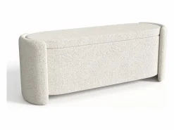 Vente-unique Banco baúl de tela bouclé en color - FUNOMI Blanco roto Discount