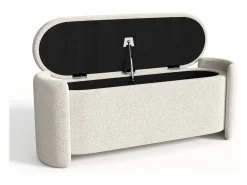 Vente-unique Banco baúl de tela bouclé en color - FUNOMI Blanco roto Discount