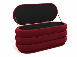 Vente-unique Banco baúl de terciopelo color burdeos - ECAMBI Rojo New