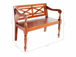 Zapatero|Mueble De Almacenaje|Banco Batavia 98 cm Madera Maciza de Caoba Marrón Oscuro
