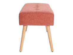 Miliboo Banco Y Pie De Cama|Banco Y Pie De Cama|Banco capitoné de tela efecto aterciopelado texturizado terracota y madera clara 95 cm GUESTA