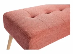 Miliboo Banco Y Pie De Cama|Banco Y Pie De Cama|Banco capitoné de tela efecto aterciopelado texturizado terracota y madera clara 95 cm GUESTA