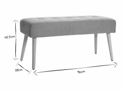 Miliboo Banco Y Pie De Cama|Banco Y Pie De Cama|Banco capitoné de tela efecto aterciopelado texturizado terracota y madera clara 95 cm GUESTA