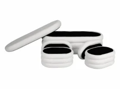 Sweeek Banco cofre de almacenamiento borreguito con 2 puffs Blanco Online