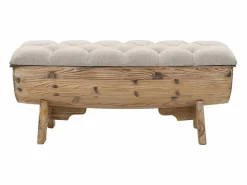 Zapatero|Mueble De Almacenaje|Banco con almacenaje Madera maciza y tela 103 x 51 x 44 cm
