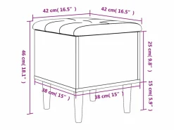 Banco con almacenaje madera de ingeniería 42x42x46 cm^vidaxl Outlet