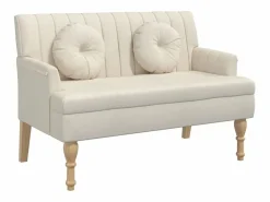 vidaxl Banco con cojines lino 113x64,5x75,5 cm Crema Sale