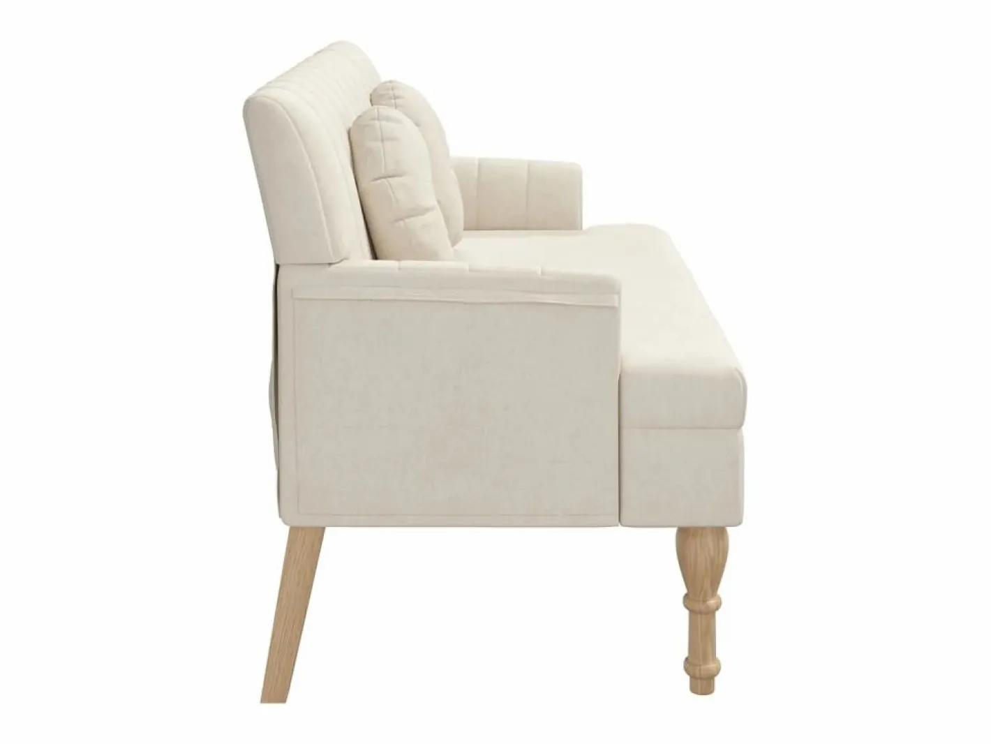 vidaxl Banco con cojines lino 113x64,5x75,5 cm Crema Sale