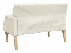 vidaxl Banco con cojines lino 113x64,5x75,5 cm Crema Sale