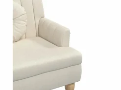 vidaxl Banco con cojines lino 113x64,5x75,5 cm Crema Sale
