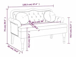 vidaxl Banco Y Pie De Cama|Banco Y Pie De Cama|Banco con cojines Terciopelo Oscuro 120,5x65x75 cm