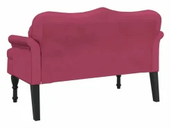 vidaxl Banco Y Pie De Cama|Banco Y Pie De Cama|Banco con cojines terciopelo tinto 120,5x65x75 cm