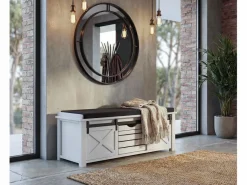 MCW Banco con compartimentos de almacenamiento -H53, Blanco