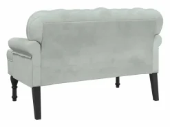 vidaxl Banco Y Pie De Cama|Banco Y Pie De Cama|Banco con respaldo de terciopelo claro 119,5x64,5x75 cm