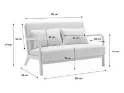 Sweeek Banco de 2 plazas + sillón de madera con borreguito Crema