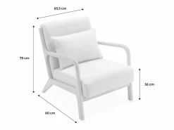 Sweeek Banco de 2 plazas + sillón de madera con borreguito Crema