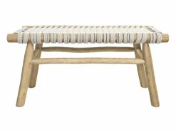 Banco de 2 plazas de 90 cm tejido de macramé y rama de teca - Kira^Rendez-Vous Déco