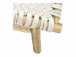 Banco de 2 plazas de 90 cm tejido de macramé y rama de teca - Kira^Rendez-Vous Déco