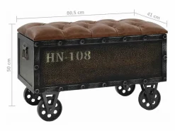 Banco de almacenaje madera maciza cuero sintético 80,5x41x50cm^vidaxl Hot