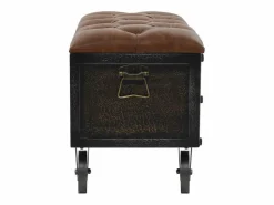 Banco de almacenaje madera maciza cuero sintético 80,5x41x50cm^vidaxl Hot