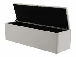 Banco de almacenaje tapizado con espacio de almacenaje - estructura de madera - lino 141x41,5x47 cm Gris claro Outlet