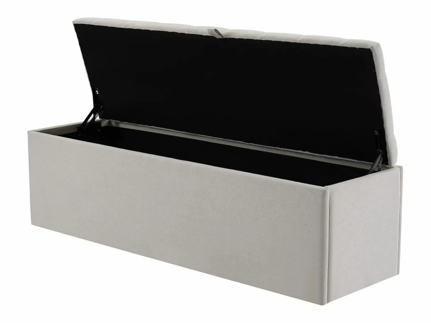 Banco de almacenaje tapizado con espacio de almacenaje - estructura de madera - lino 141x41,5x47 cm Gris claro Outlet