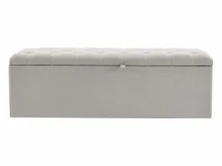 Banco de almacenaje tapizado con espacio de almacenaje - estructura de madera - lino 141x41,5x47 cm Gris claro Outlet