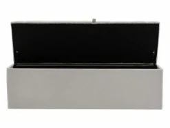 Banco de almacenaje tapizado con espacio de almacenaje - estructura de madera - lino 141x41,5x47 cm Gris claro Outlet