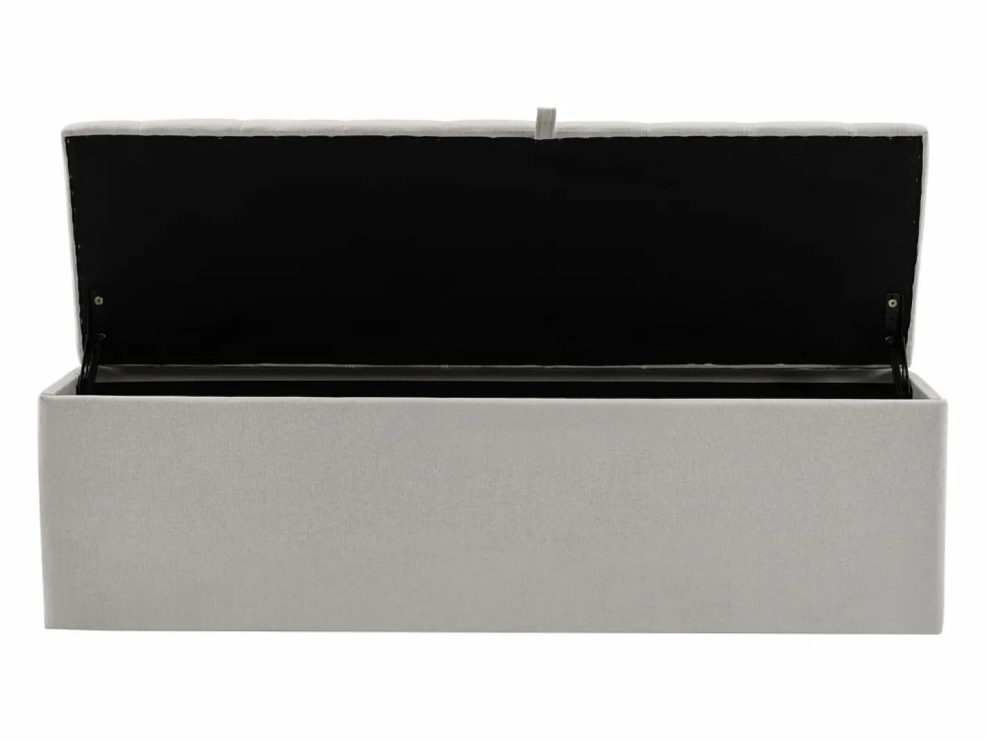 Banco de almacenaje tapizado con espacio de almacenaje - estructura de madera - lino 141x41,5x47 cm Gris claro Outlet