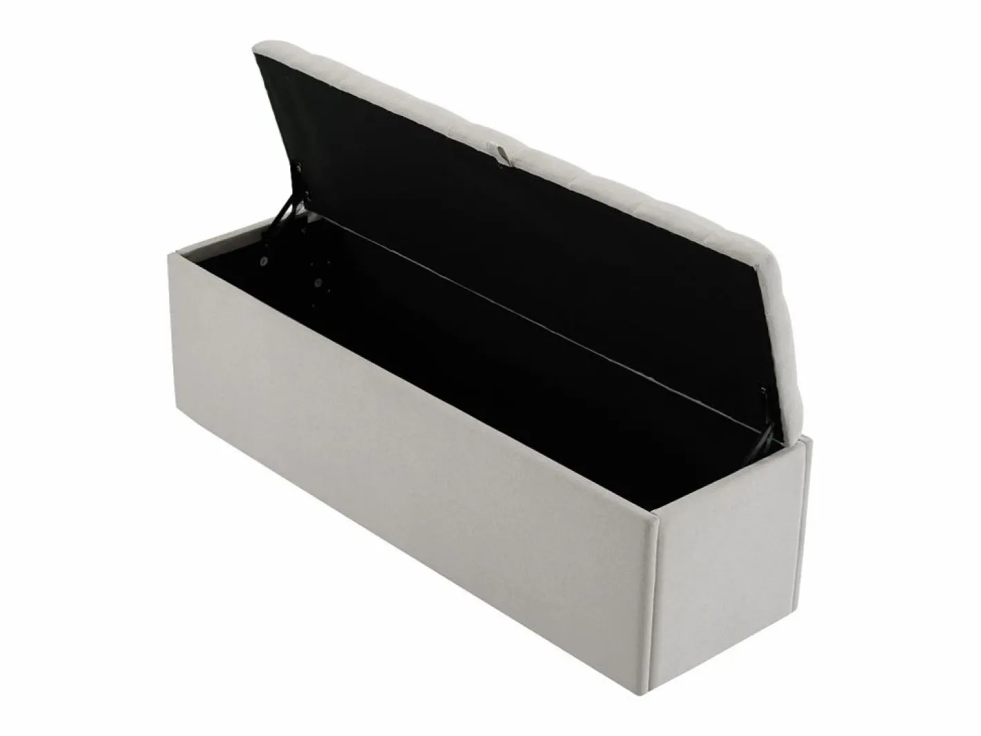 Banco de almacenaje tapizado con espacio de almacenaje - estructura de madera - lino 141x41,5x47 cm Gris claro Outlet