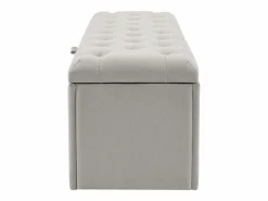 Banco de almacenaje tapizado con espacio de almacenaje - estructura de madera - lino 141x41,5x47 cm Gris claro Outlet