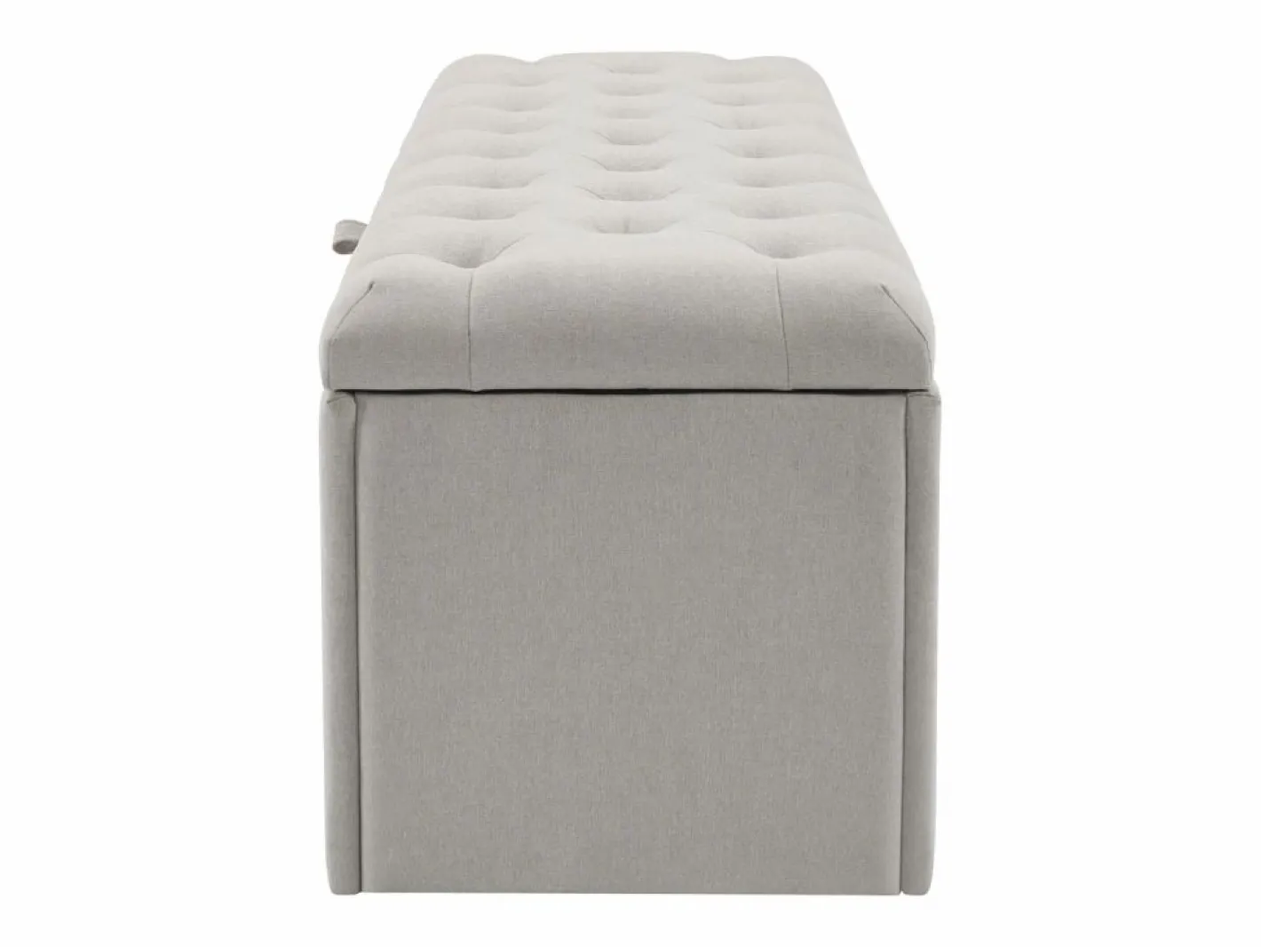 Banco de almacenaje tapizado con espacio de almacenaje - estructura de madera - lino 141x41,5x47 cm Gris claro Outlet