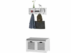 Banco de Almacenamiento con Cojines y 2 Cubos de Entrada del Gabinete Dresser Zapato Cómodo Banco FSR23-K-W ES^Sobuy New