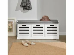 Sobuy Banco de Almacenamiento con Acolchados Cojines y 3 Cubos, Entrada Zapato Gabinete Dresser Cómodo Banco FSR23-W ES Blanco Outlet