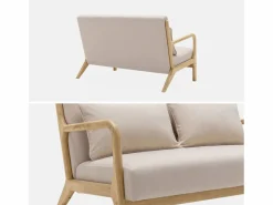 Sweeek Banco de diseño en madera y tela Beige New