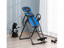 Banco de inversión plegable, entrenador de gravedad con ruedas y respaldo ajustable, de metal y ABS, y azul (132 x 71 x 145 cm) Negro Outlet