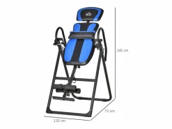 Banco de inversión plegable, entrenador de gravedad con ruedas y respaldo ajustable, de metal y ABS, y azul (132 x 71 x 145 cm) Negro Outlet