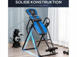 Banco de inversión plegable, entrenador de gravedad con ruedas y respaldo ajustable, de metal y ABS, y azul (132 x 71 x 145 cm) Negro Outlet