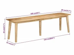 Banco de madera maciza de mango 160x40x45 cm^vidaxl Discount